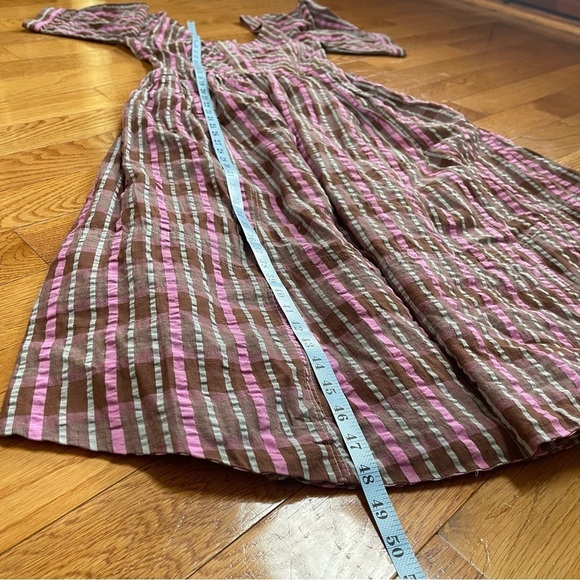 Free People Tulie Plaid Midi Milkmade Dress Brown Pink with pockets Size XS - Picture 11 of 16
